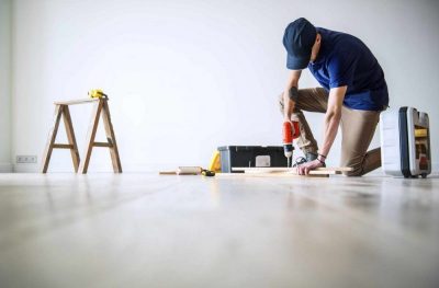 a man installing polished floor in Prairieville, LA