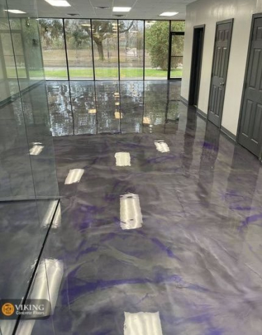 Gray Epoxy Floor with purple accents In & Near Prairieville, LA