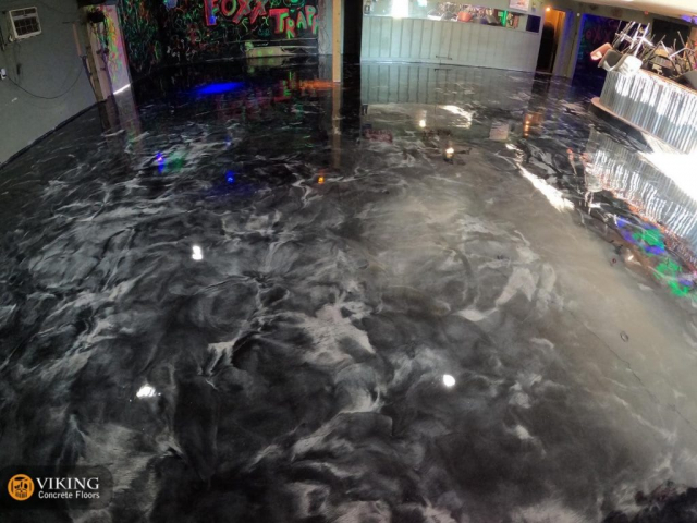 Black and white metallic epoxy flooring In & Near Prairieville, LA