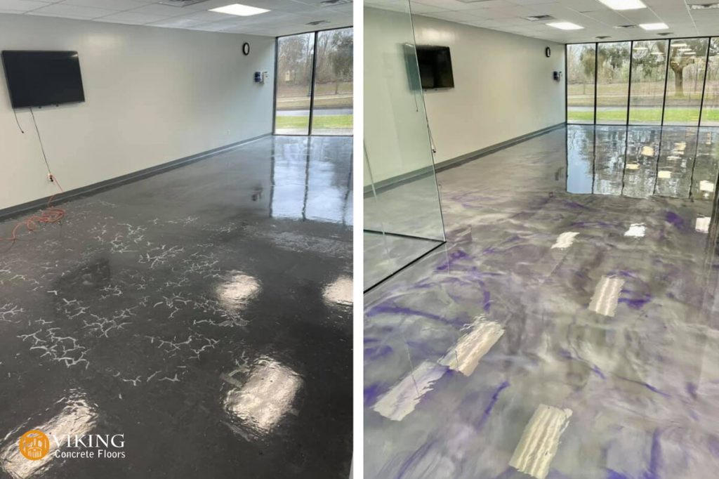 Before and After of Epoxy Flooring in Prairieville, LA